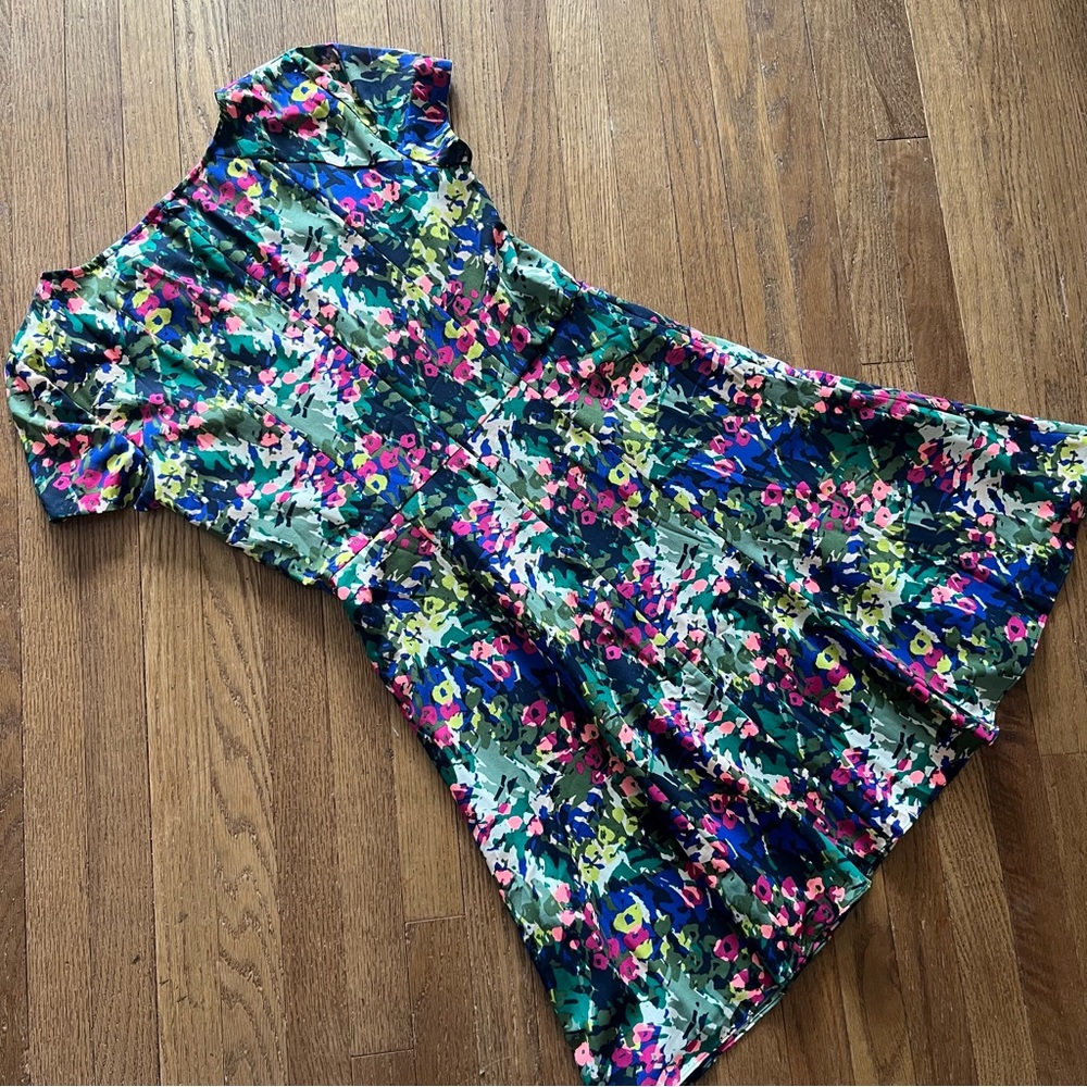 J.Crew Factory Printed Flutter Shirt Dress Floral Print Size 4 - Picture 6 of 8